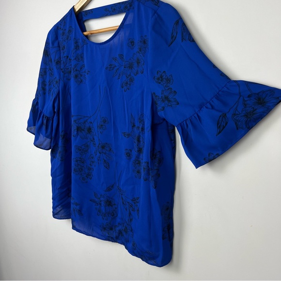 Tokito Women’s Top Blouse Blue Black Floral ‘Parisian Blooms’ Size 10 - NWT New - Picture 4 of 8